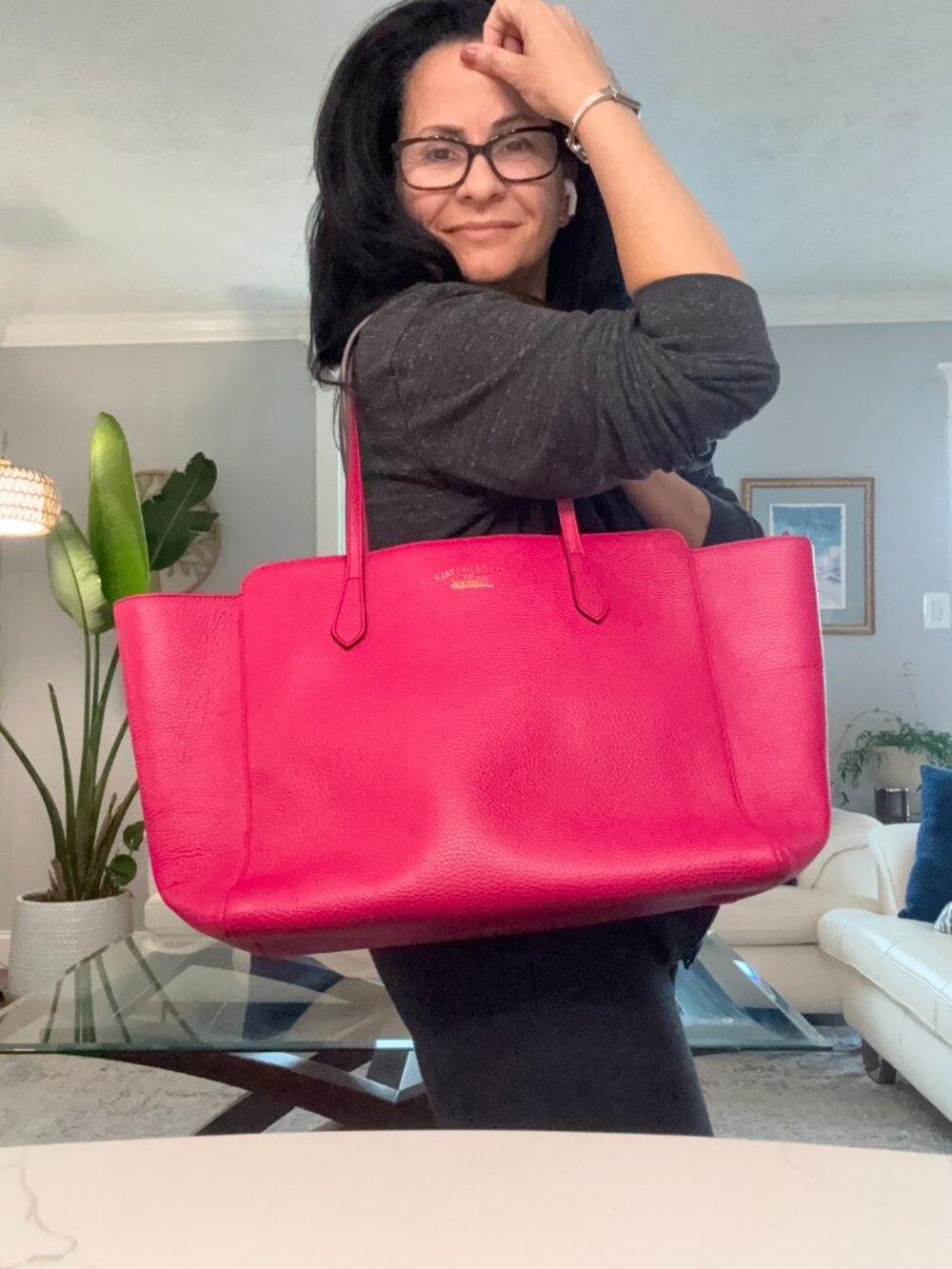 Gucci Swing Tote in Fuchsia Pink Pebbled Leather - large - Picture 14 of 14